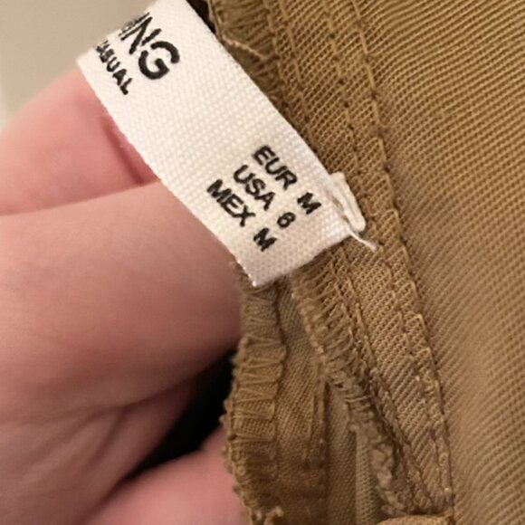 NWOT MNG Limited Edition Khaki Linen-Blend Back Tie Midi Dress Women’s 8 - Picture 6 of 15